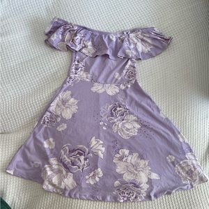 Floral off shoulder stretchy cotton dress